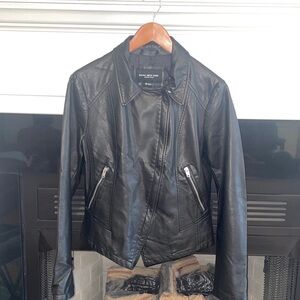 Marc New York Black Faux Leather Asymmetric Zip Jacket, size M